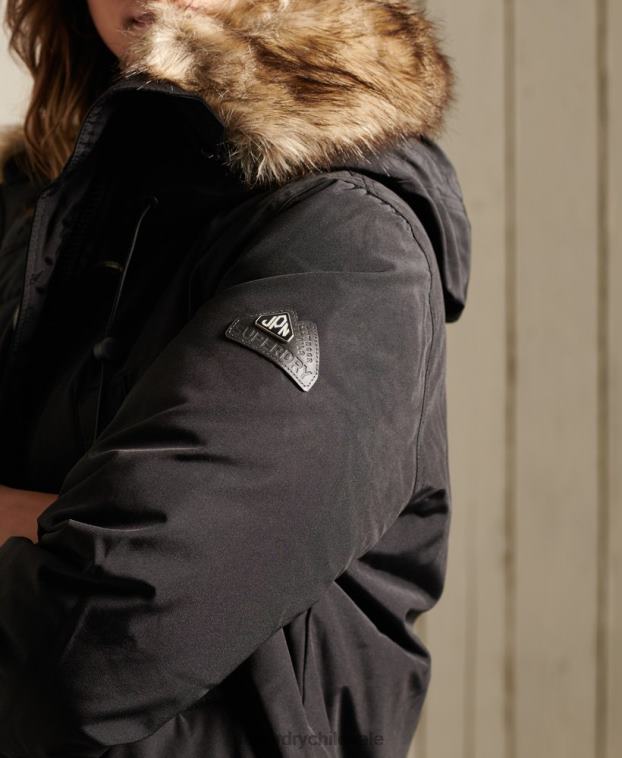 mujer Superdry negro abrigo tipo parka con capucha 2R68Z3641