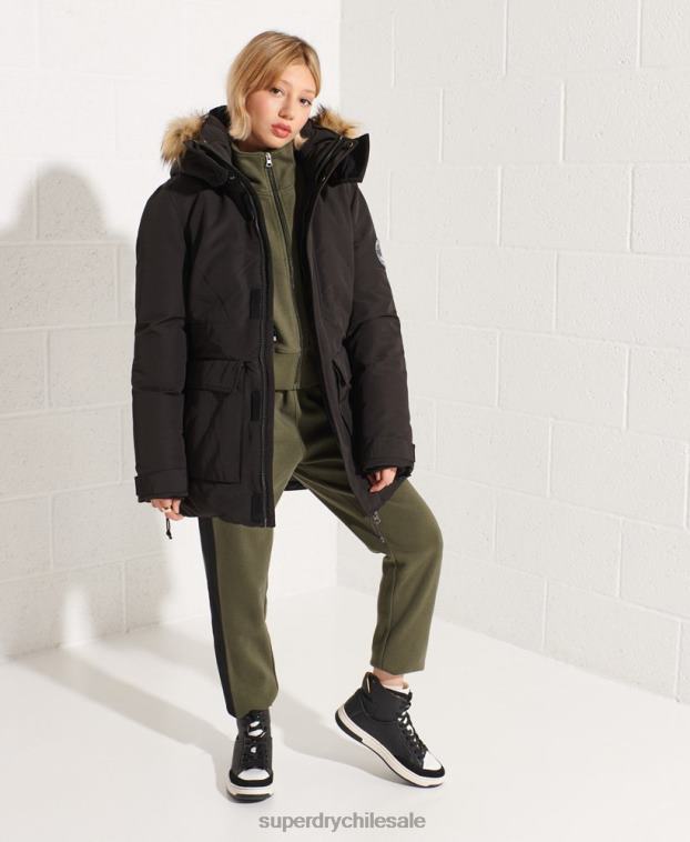 mujer Superdry negro chamarra parka código everest 2R68Z5537