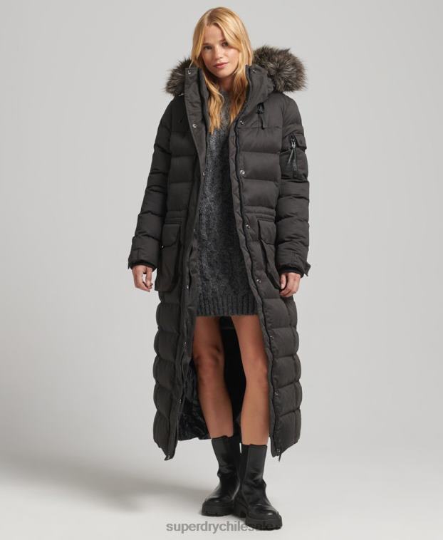 mujer Superdry negro parka expedición de microfibra con palangre 2R68Z5448