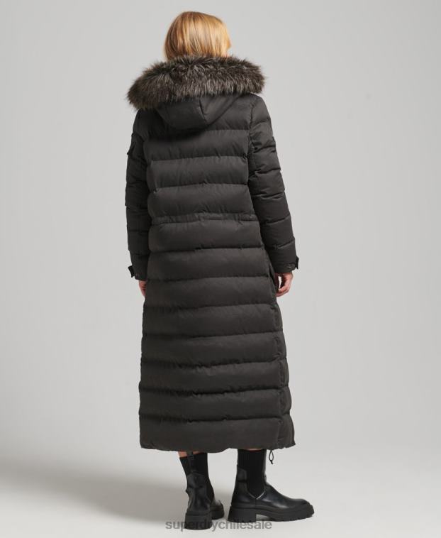 mujer Superdry negro parka expedición de microfibra con palangre 2R68Z5448