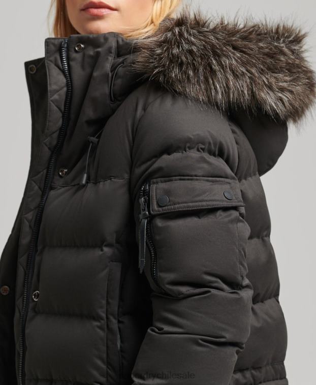 mujer Superdry negro parka expedición de microfibra con palangre 2R68Z5448