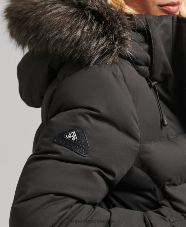 mujer Superdry negro parka expedición de microfibra con palangre 2R68Z5448