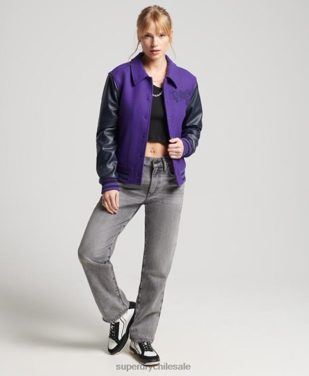mujer Superdry púrpura bomber universitario mixto vintage 2R68Z5449