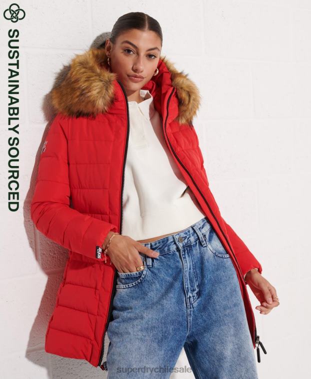 mujer Superdry rojo abrigo acolchado alto ártico 2R68Z3648