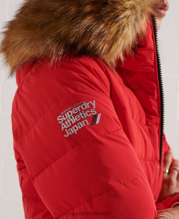 mujer Superdry rojo abrigo acolchado alto ártico 2R68Z3648