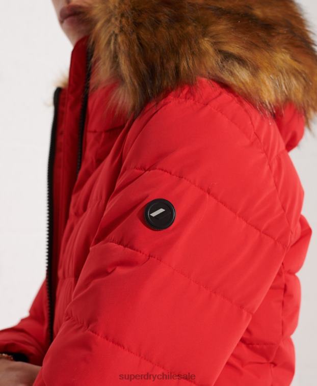 mujer Superdry rojo abrigo acolchado alto ártico 2R68Z3648