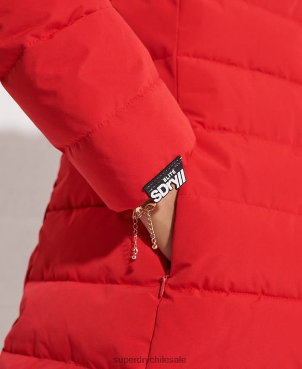 mujer Superdry rojo abrigo acolchado alto ártico 2R68Z3648