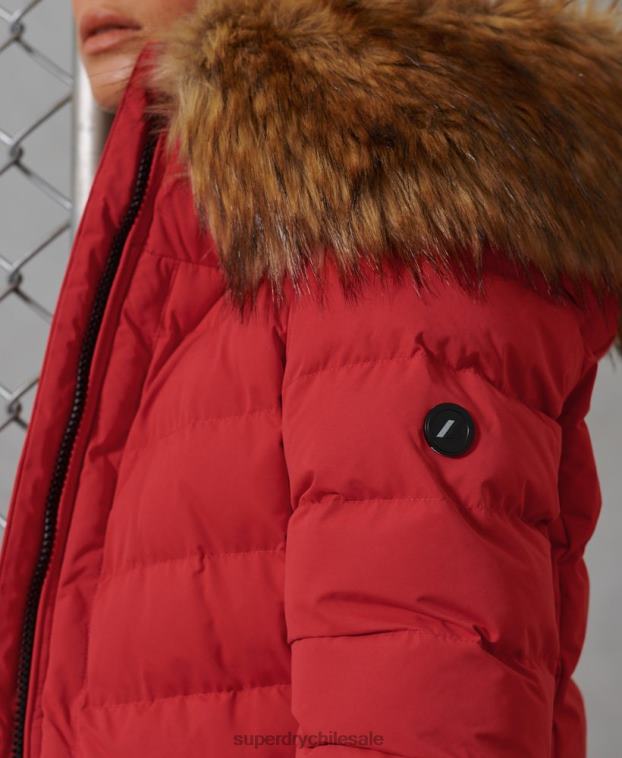 mujer Superdry rojo abrigo acolchado alto ártico 2R68Z5714