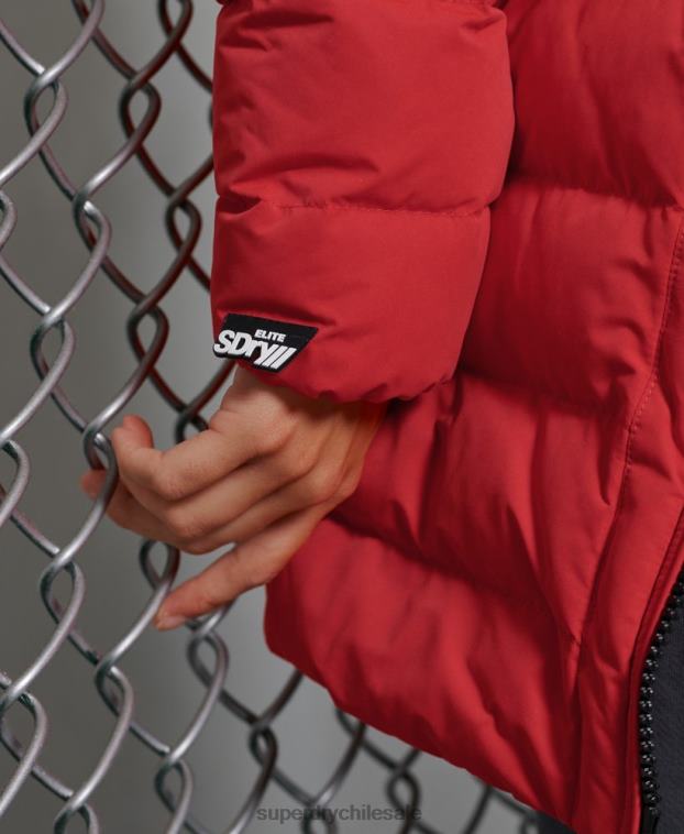 mujer Superdry rojo abrigo acolchado alto ártico 2R68Z5714