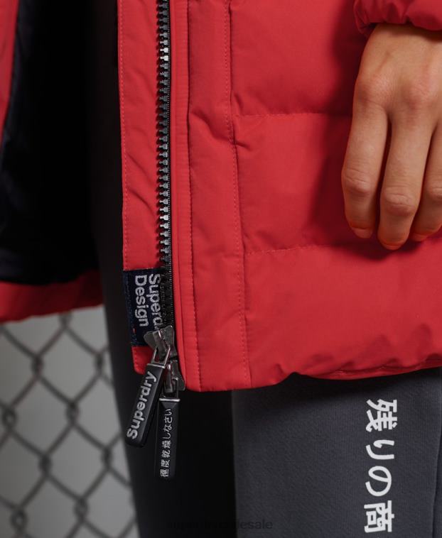mujer Superdry rojo abrigo acolchado alto ártico 2R68Z5714