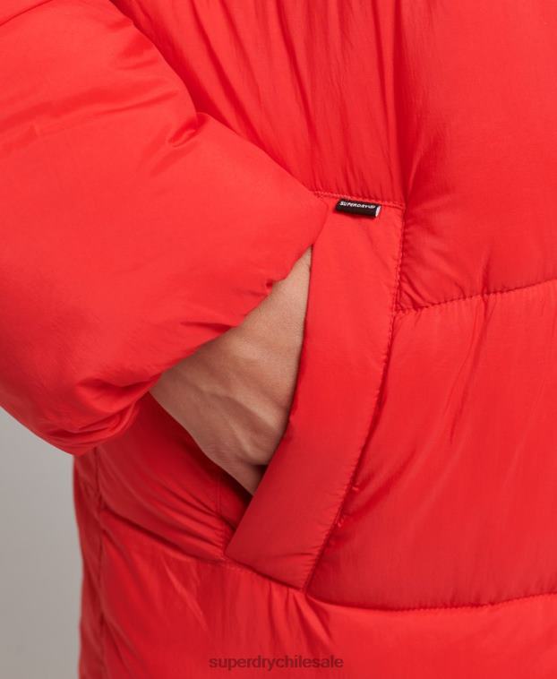 mujer Superdry rojo abrigo acolchado capullo con palangre 2R68Z5501