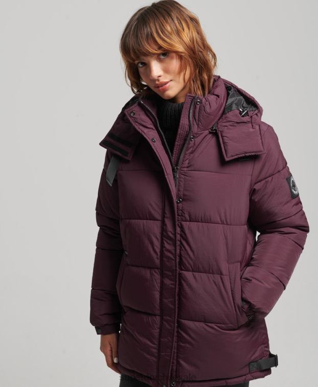 mujer Superdry rojo abrigo capitonado capullo expedición 2R68Z3624
