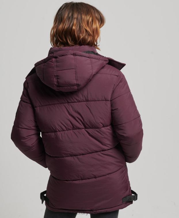 mujer Superdry rojo abrigo capitonado capullo expedición 2R68Z3624