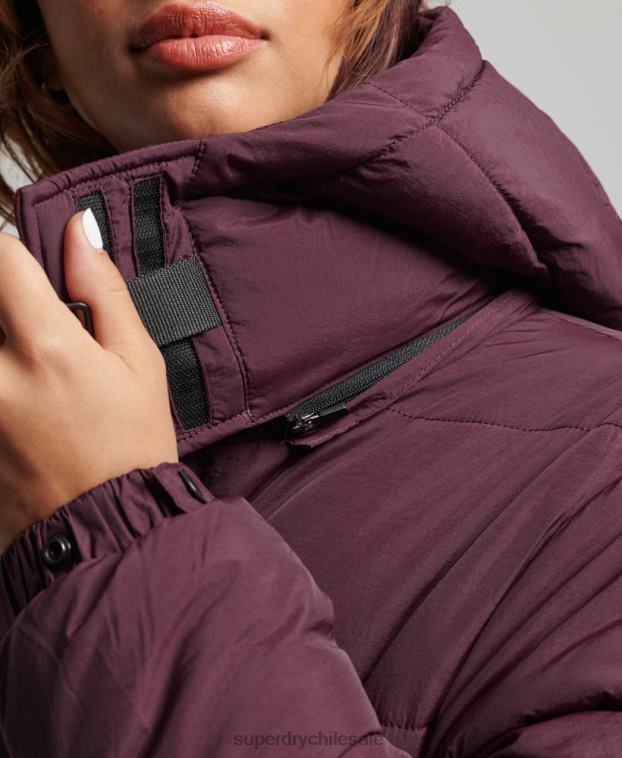 mujer Superdry rojo abrigo capitonado capullo expedición 2R68Z3624