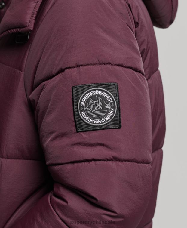mujer Superdry rojo abrigo capitonado capullo expedición 2R68Z3624