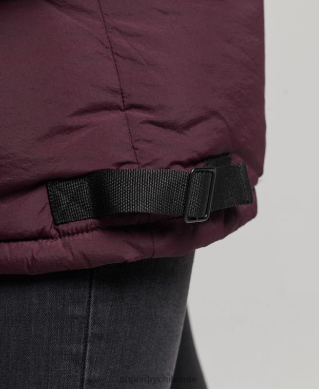 mujer Superdry rojo abrigo capitonado capullo expedición 2R68Z3624