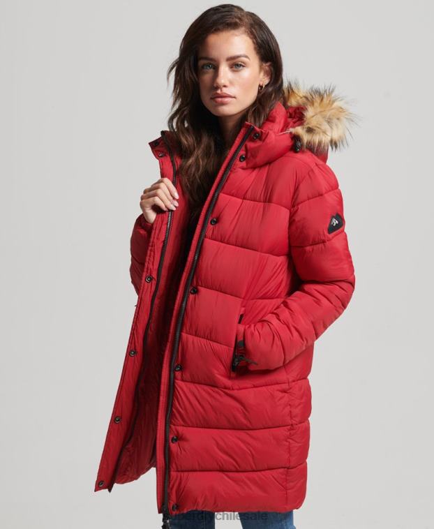mujer Superdry rojo abrigo de capa intermedia con capucha 2R68Z3668