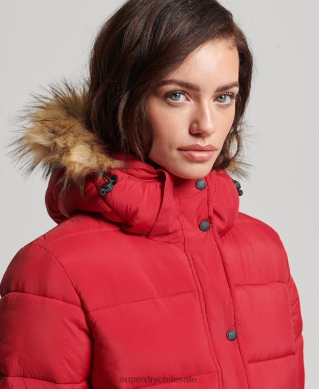 mujer Superdry rojo abrigo de capa intermedia con capucha 2R68Z3668
