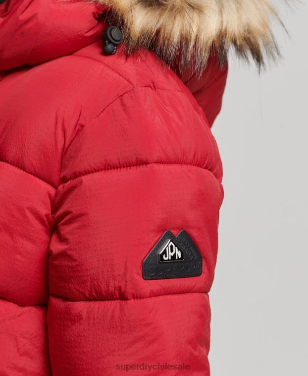 mujer Superdry rojo abrigo de capa intermedia con capucha 2R68Z3668