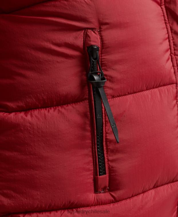 mujer Superdry rojo abrigo largo con capucha y pelo artificial 2R68Z3661