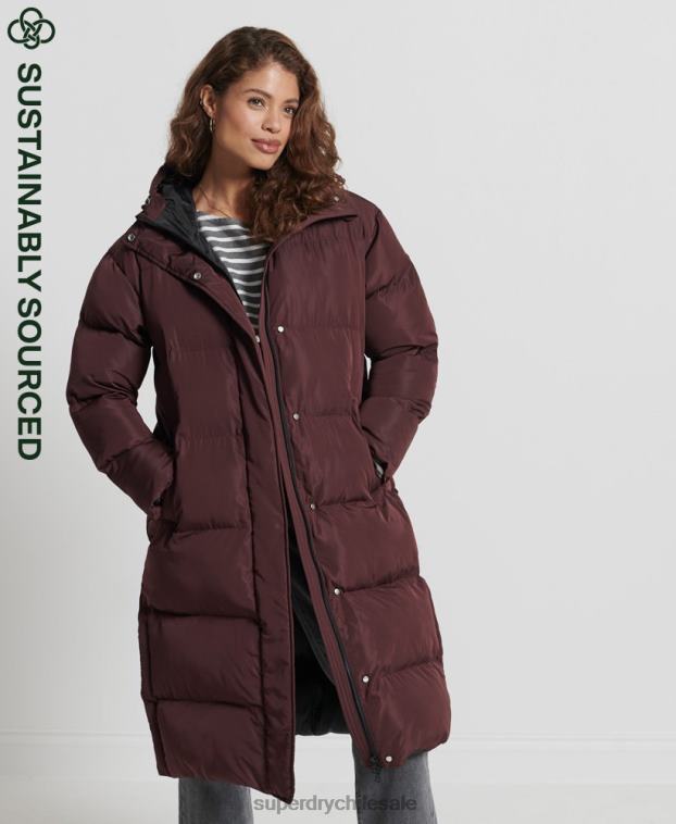 mujer Superdry rojo abrigo largo de edredón 2R68Z3707