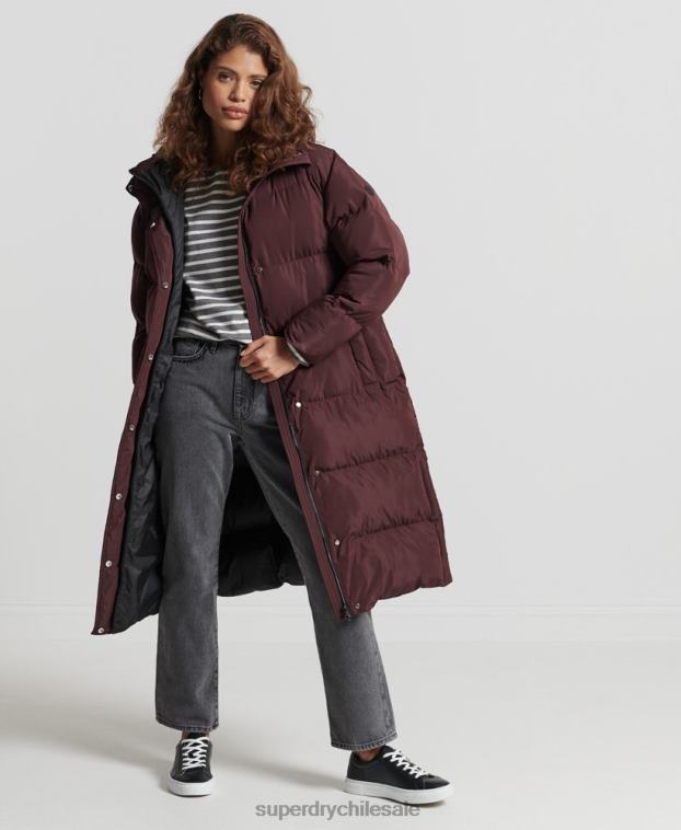 mujer Superdry rojo abrigo largo de edredón 2R68Z3707