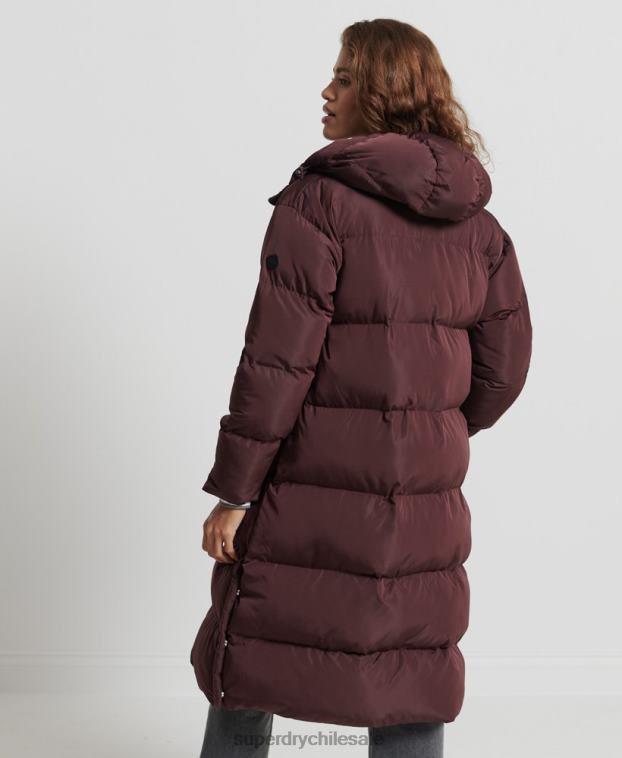 mujer Superdry rojo abrigo largo de edredón 2R68Z3707