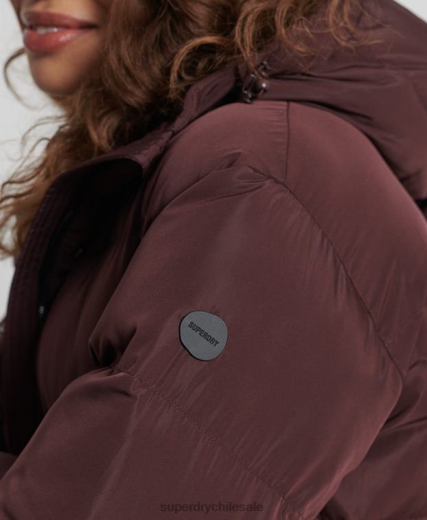 mujer Superdry rojo abrigo largo de edredón 2R68Z3707