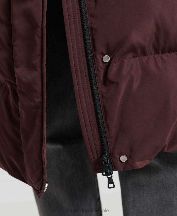 mujer Superdry rojo abrigo largo de edredón 2R68Z3707