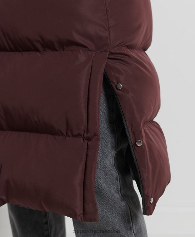 mujer Superdry rojo abrigo largo de edredón 2R68Z3707