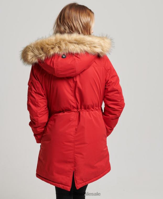 mujer Superdry rojo abrigo parka de microfibra nadare 2R68Z5513