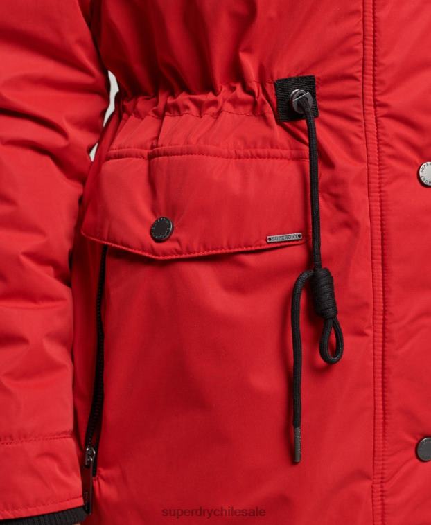mujer Superdry rojo abrigo parka de microfibra nadare 2R68Z5513