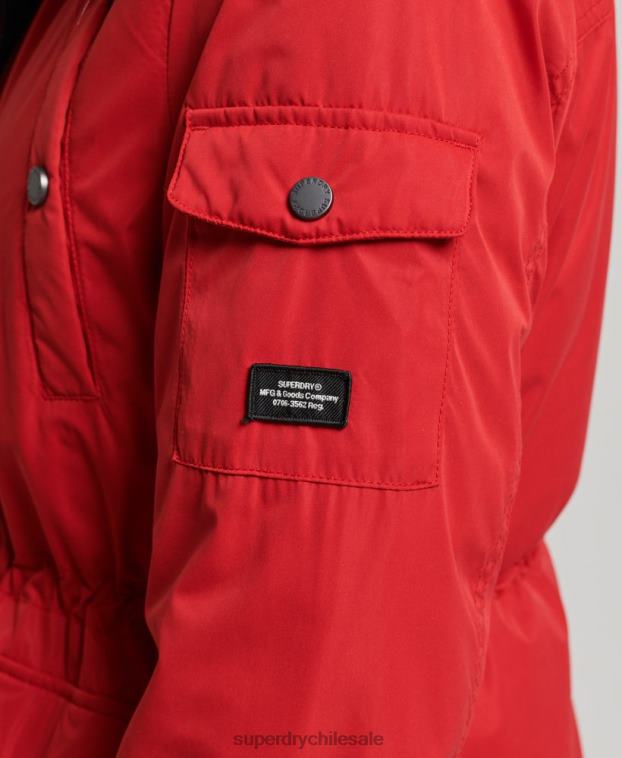 mujer Superdry rojo abrigo parka de microfibra nadare 2R68Z5513