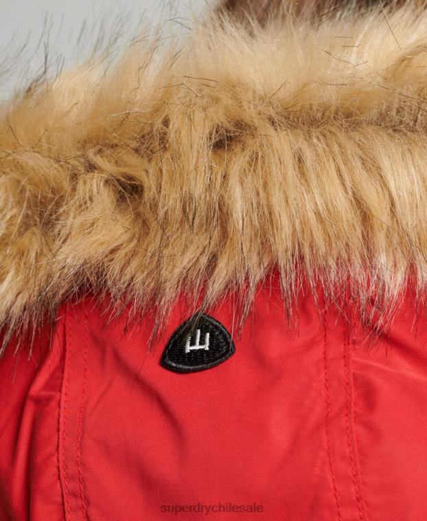mujer Superdry rojo abrigo parka de microfibra nadare 2R68Z5513