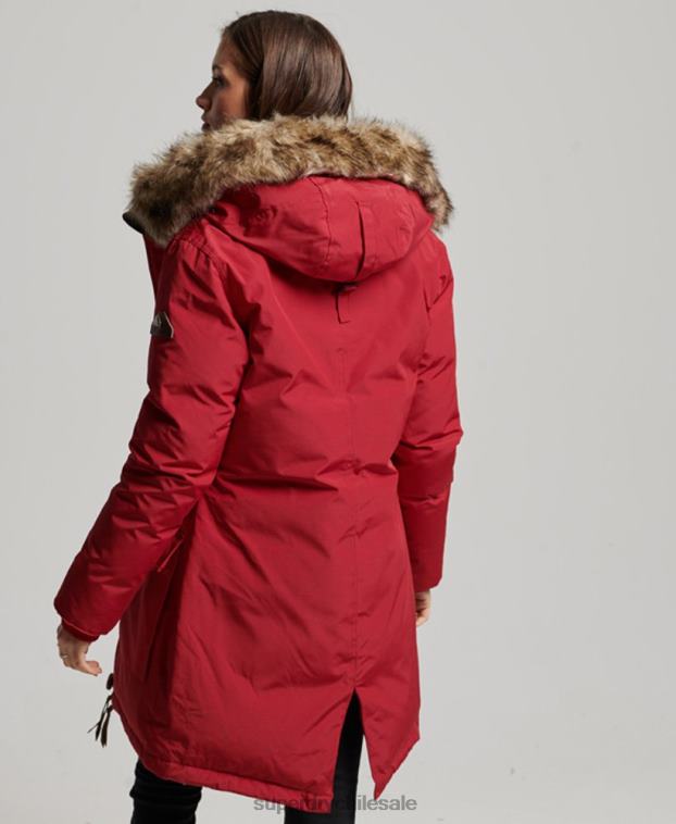 mujer Superdry rojo abrigo tipo parka con capucha 2R68Z3776