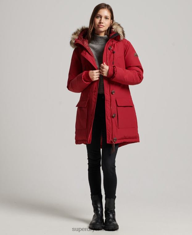 mujer Superdry rojo abrigo tipo parka con capucha 2R68Z3776