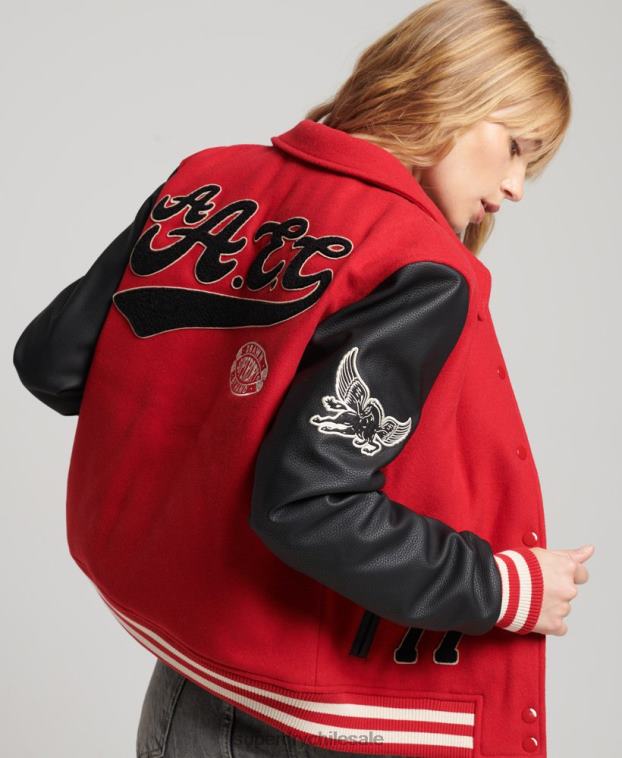 mujer Superdry rojo bomber universitario mixto vintage 2R68Z5423