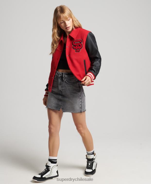 mujer Superdry rojo bomber universitario mixto vintage 2R68Z5423