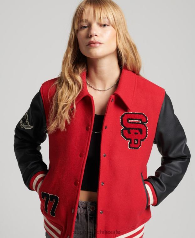 mujer Superdry rojo bomber universitario mixto vintage 2R68Z5423