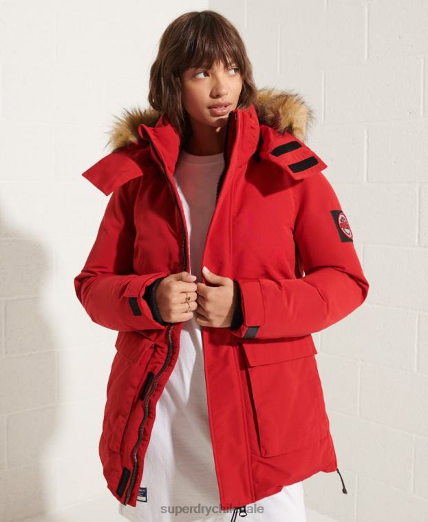 mujer Superdry rojo chamarra parka código everest 2R68Z5589
