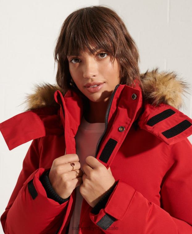 mujer Superdry rojo chamarra parka código everest 2R68Z5589