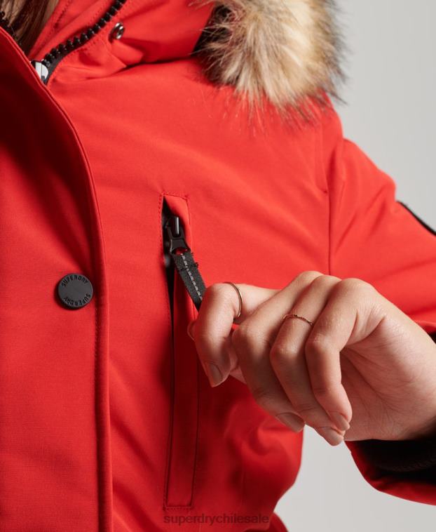 mujer Superdry rojo parka everest de piel sintética con capucha 2R68Z3772