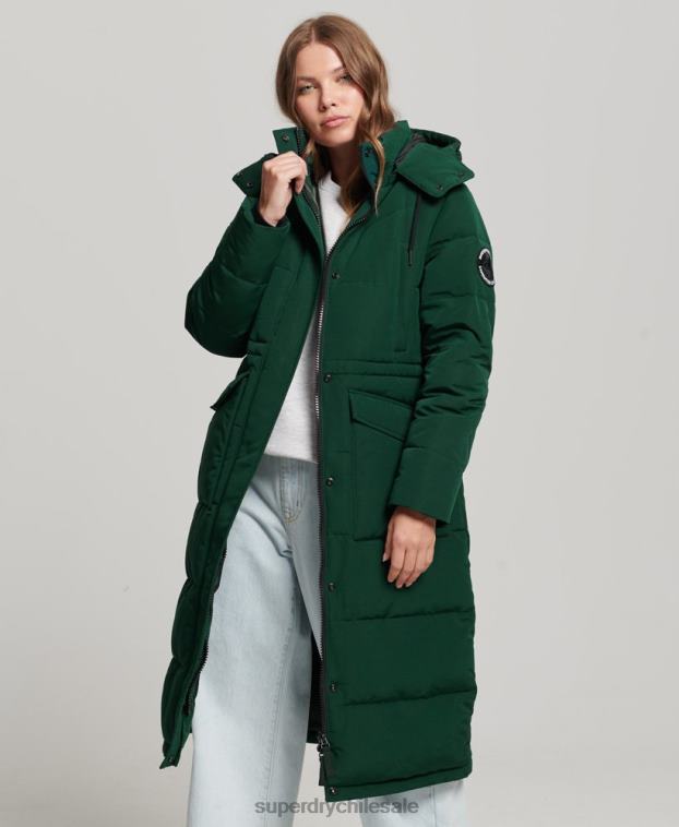 mujer Superdry verde abrigo acolchado Everest 2R68Z3704