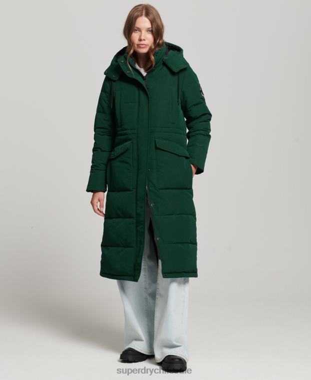 mujer Superdry verde abrigo acolchado Everest 2R68Z3704