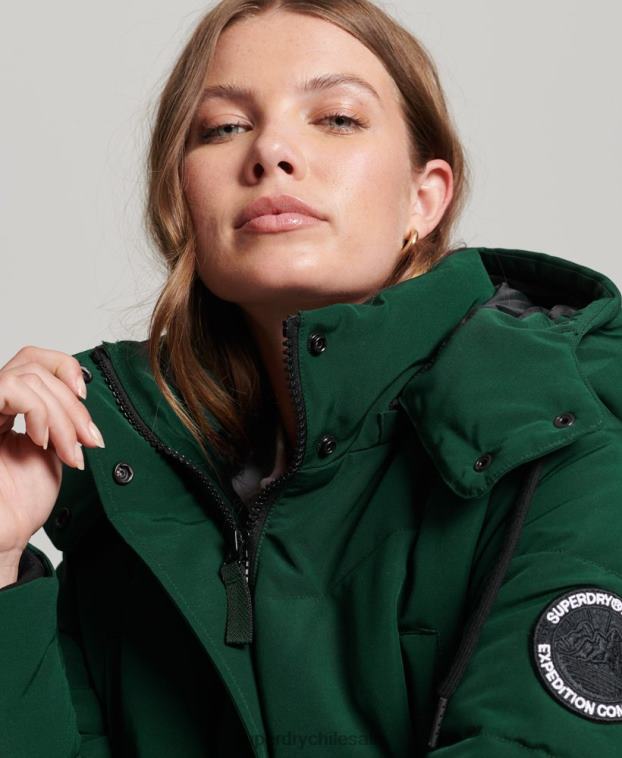 mujer Superdry verde abrigo acolchado Everest 2R68Z3704
