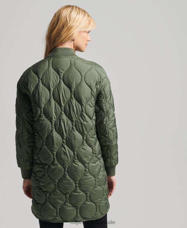 mujer Superdry verde abrigo acolchado con botones 2R68Z3799