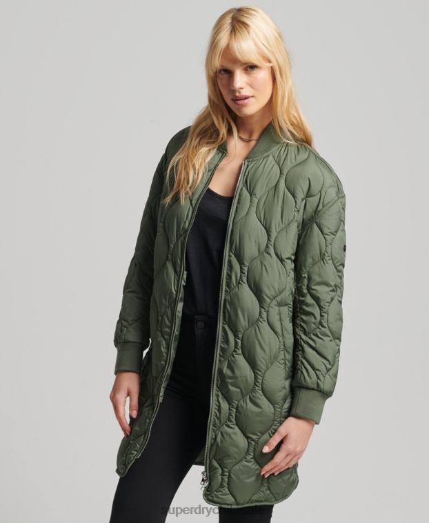 mujer Superdry verde abrigo acolchado con botones 2R68Z3799