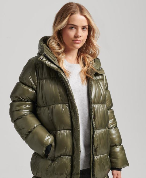 mujer Superdry verde abrigo acolchado deportivo xpd 2R68Z3746