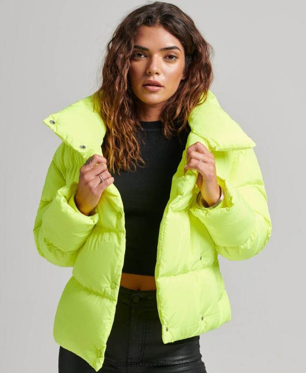 mujer Superdry verde abrigo corto acolchado 2R68Z5498