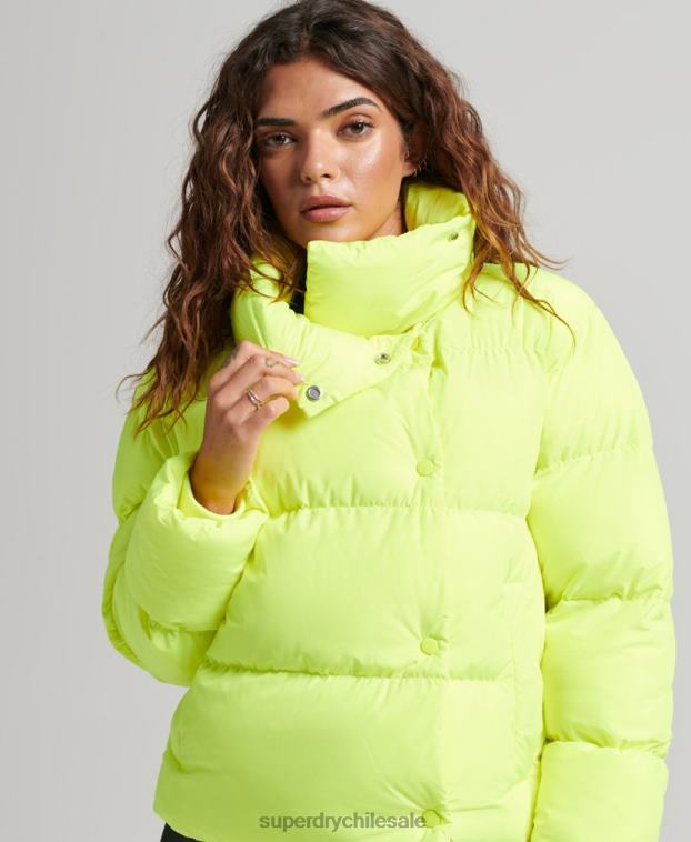 mujer Superdry verde abrigo corto acolchado 2R68Z5498